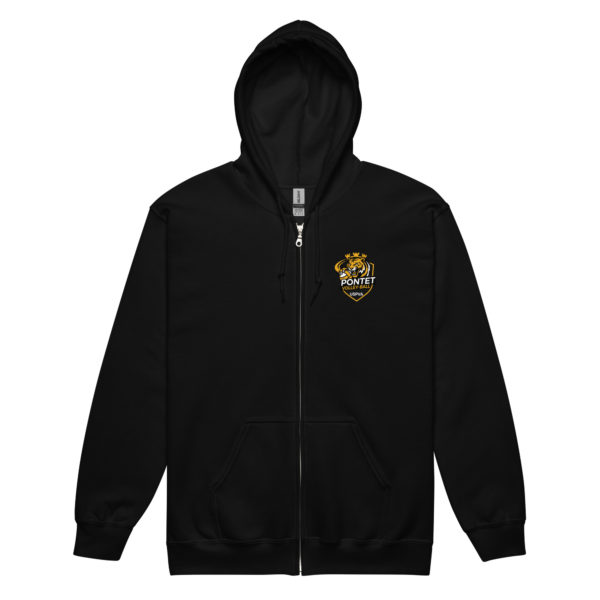 Sweat à capuche unisexe zippé simple logo poitrine – Image 7