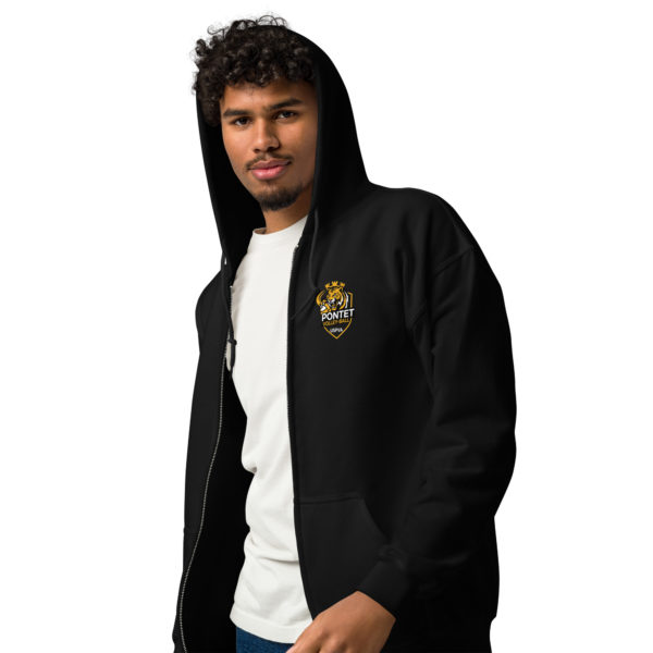 Sweat à capuche unisexe zippé simple logo poitrine – Image 5