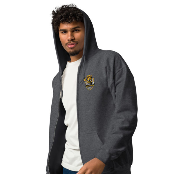 Sweat à capuche unisexe zippé simple logo poitrine – Image 6